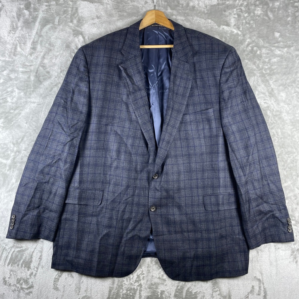 Jack Victor Sport Coat Mens 52 R Plaid Silk Wool Rochester Blazer Jacket
